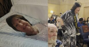 80-year-old Shelvy Neal speaking at her own living FOMO funeral