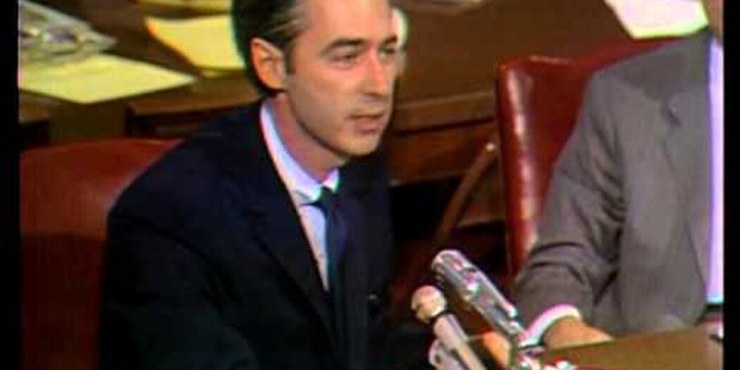 Fred Rogers testifying before the U.S. Senate Subcommittee on Communications on May 1, 1969