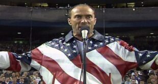 Lee Greenwood singing God Bless the USA at Yankee Stadium before Game 4 of the 2001 World Series