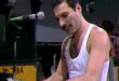 Freddie Mercury of Queen at the piano during Live Aid at Wembley Stadium in 1985