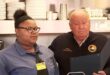 Waffle House waitress Evoni Williams with La Marque Mayor Bobby Hocking