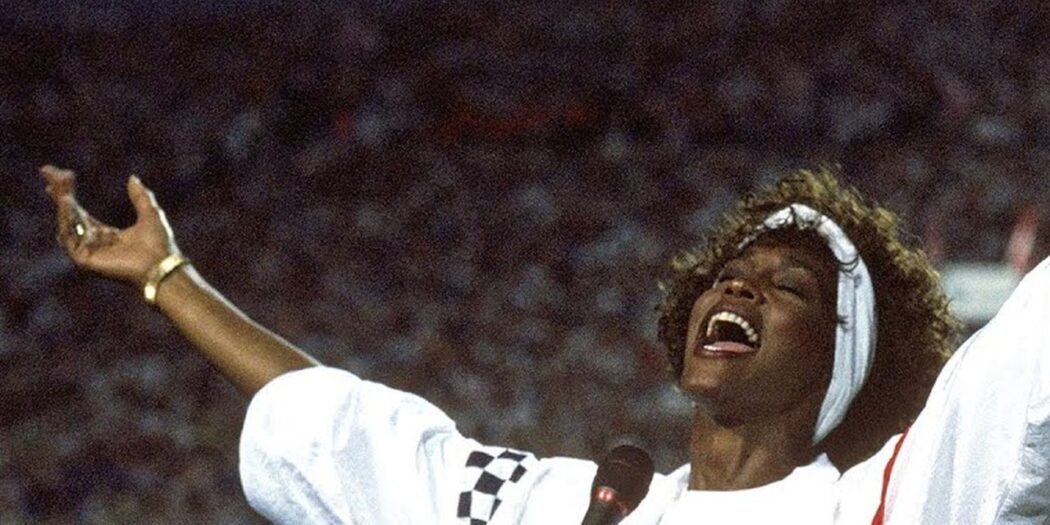 Whitney Houston singing the national anthem at Super Bowl XXV in 1991